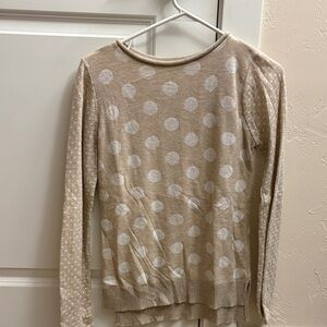 Maurices Tan and Cream Polka Dot Sweater